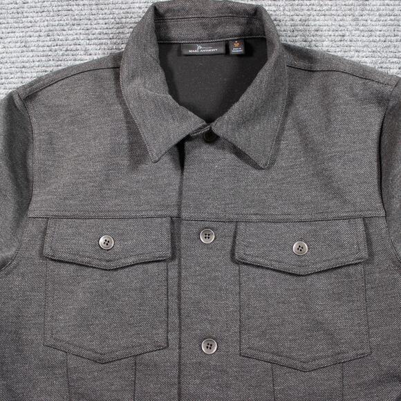 Marc Anthony Jacket Mens Small Gray Knit Trucker Slim Fit Button Front - Picture 2 of 7